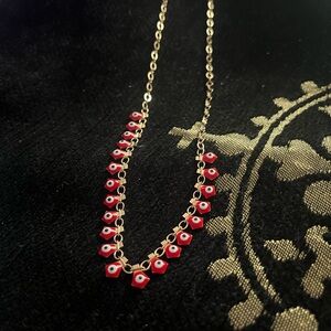 Gold plated
 Elegant Gold and Red Evil Eye Necklace